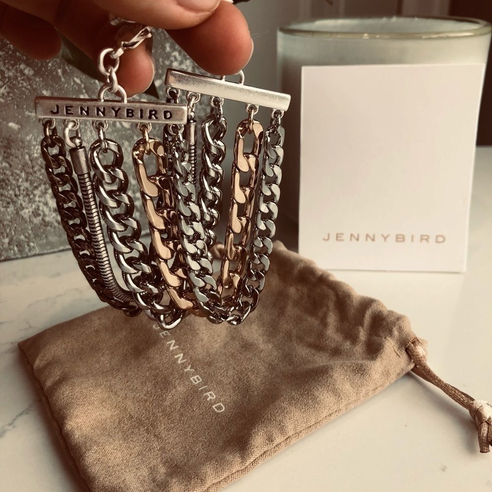 NWT- JENNY BIRD Austin Cuff Bracelet made from chains cute casual bracelet